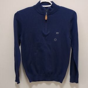 Crown & Ivy Boys Blue Cotton Wool Blend Quarter 1/4 Zip Sweater - Size Small